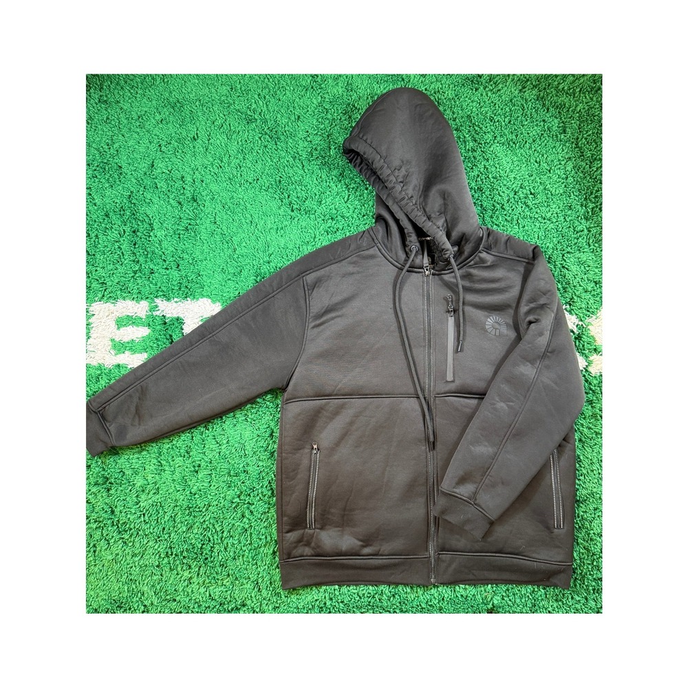 Akademiks Full Zip Hoodie Mens 4XL Black Like New Sherpa Lined Tech Fleece